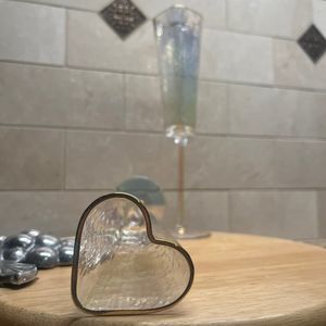 Heart Shaped Champagne Flutes Wine Glasses Clear Textured